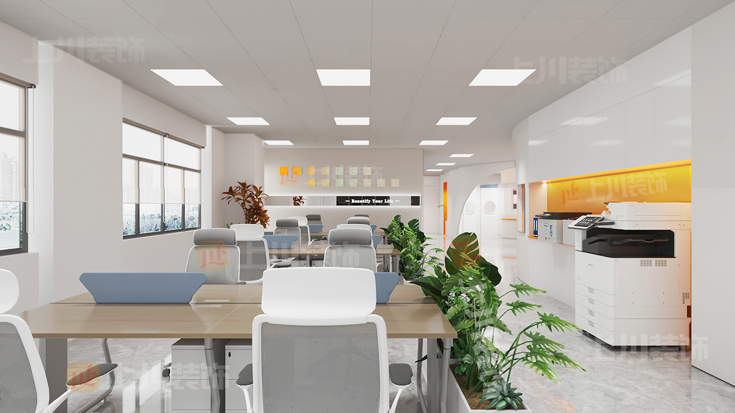 上川装饰专注办公室装修设计:佛山市南海区展厅办公室装修设计效果图